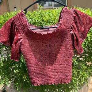 Velvet Smocked Burgundy Top